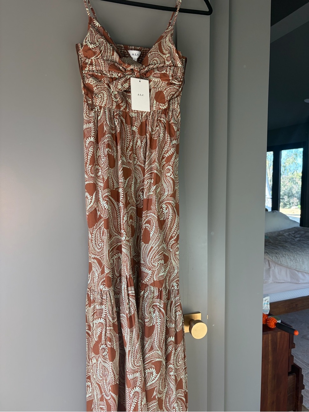 A.L.C. Brown & Cream Printed Maxi Jumpsuit
